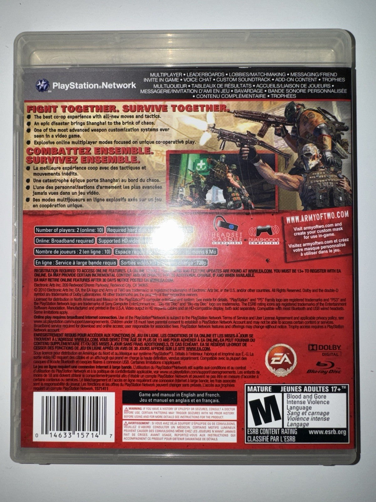 Army of Two: The 40th Day (Sony PlayStation 3, 2010) CIB COMPLETE PS3