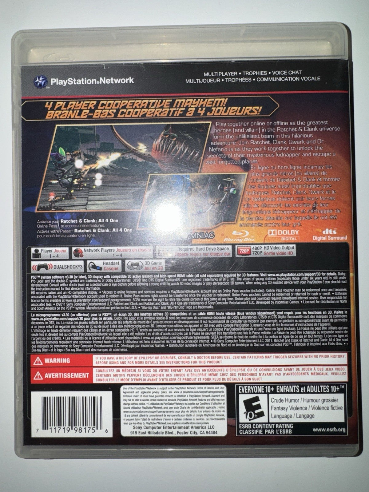 Ratchet & Clank: All 4 One (Sony PlayStation 3, 2011) CIB COMPLETE PS3
