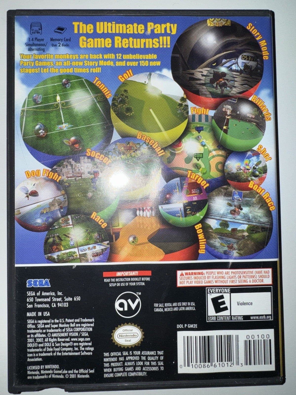 Super Monkey Ball 2 (Nintendo GameCube, 2002) CIB COMPLETE GC