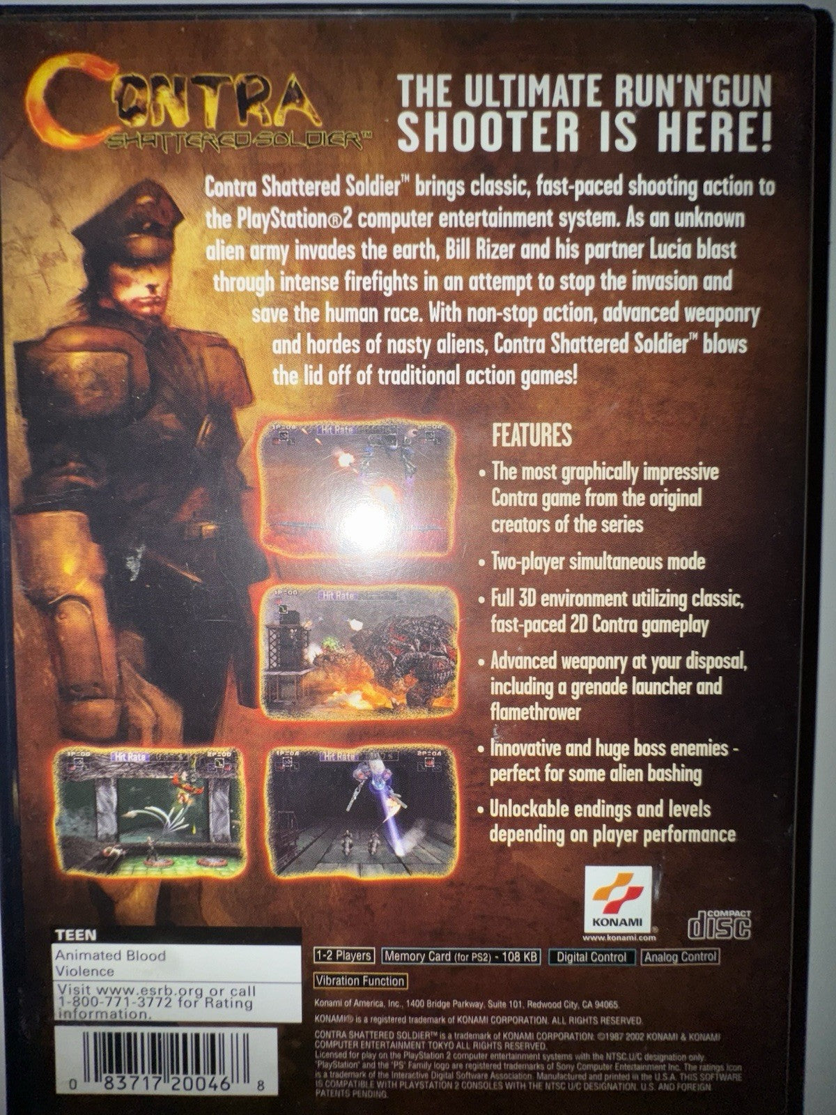 Contra: Shattered Soldier (Sony PlayStation 2, 2002) CIB COMPLETE PS2