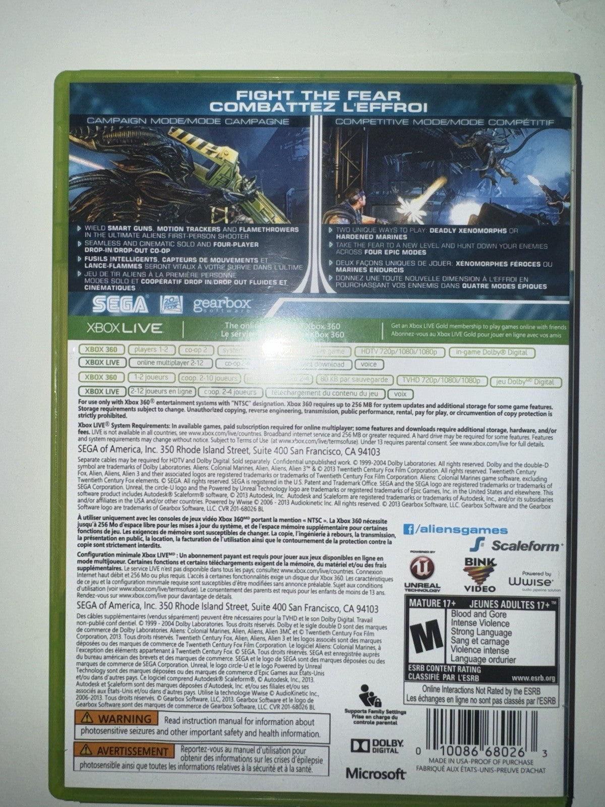 Aliens: Colonial Marines (Microsoft Xbox 360, 2013) CIB COMPLETE + MANUAL XB360