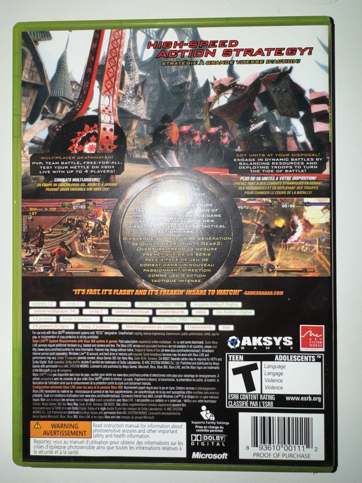 Guilty Gear 2: Overture - Microsoft Xbox 360 CIB COMPLETE + MANUAL XB360