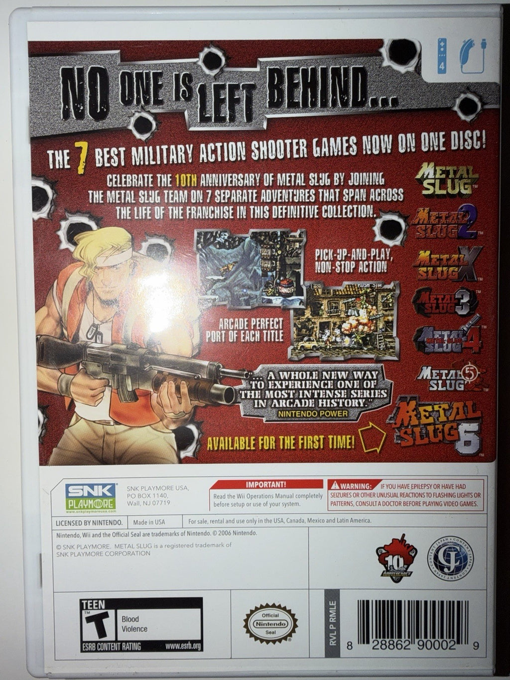 Metal Slug Anthology (Nintendo Wii) CIB COMPLETE WII