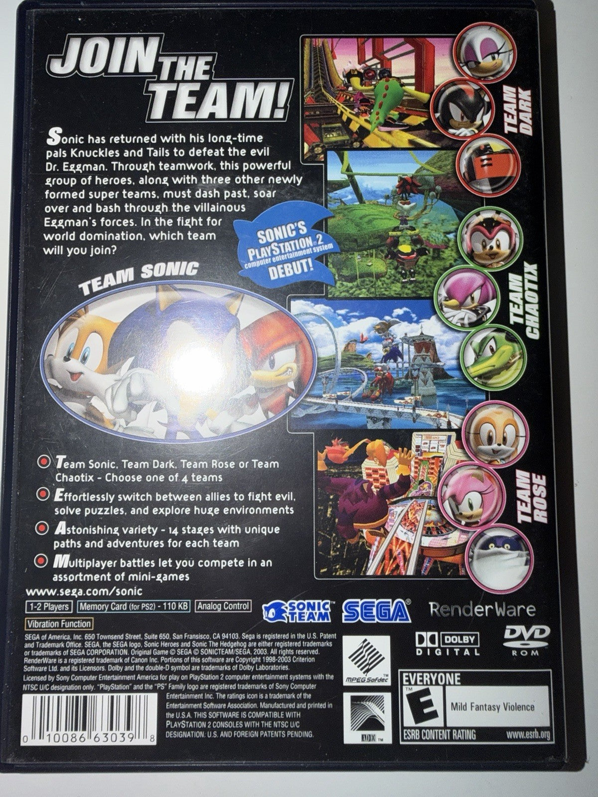Sonic Heroes (Sony PlayStation 2 PS2)