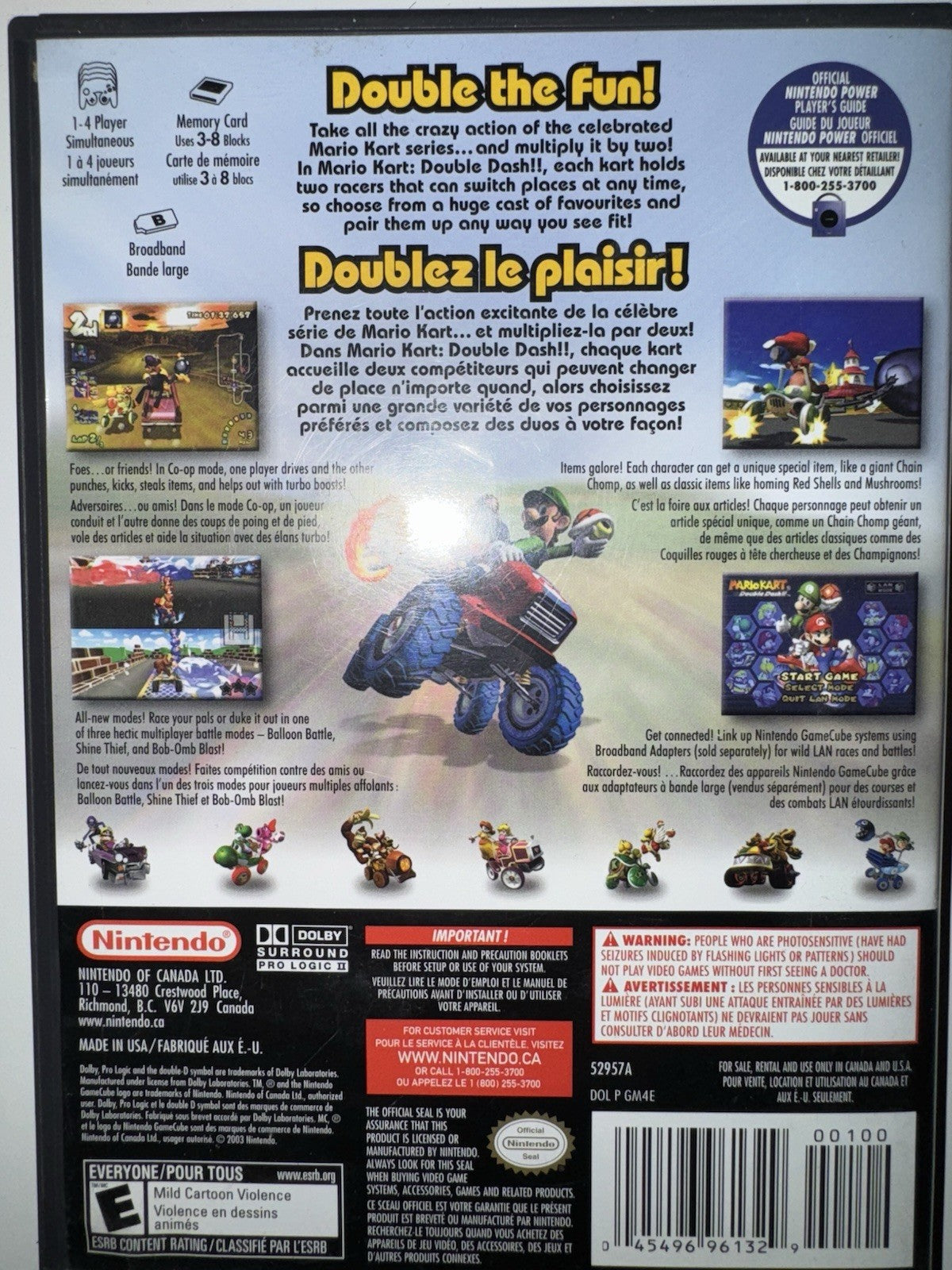 Mario Kart: Double Dash!! (Nintendo GameCube, 2003) CIB COMPLETE GC