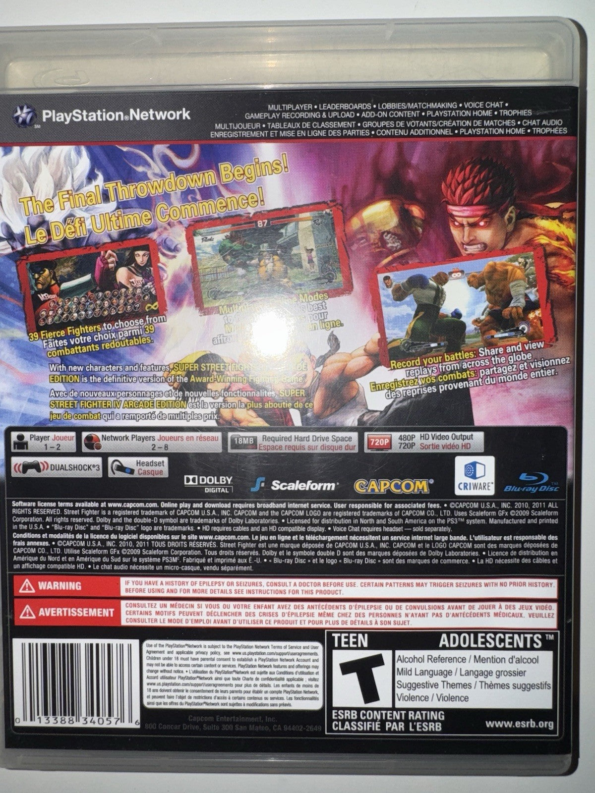 Super Street Fighter IV 4 Arcade Edition (Sony PlayStation 3, 2011) CIB PS3