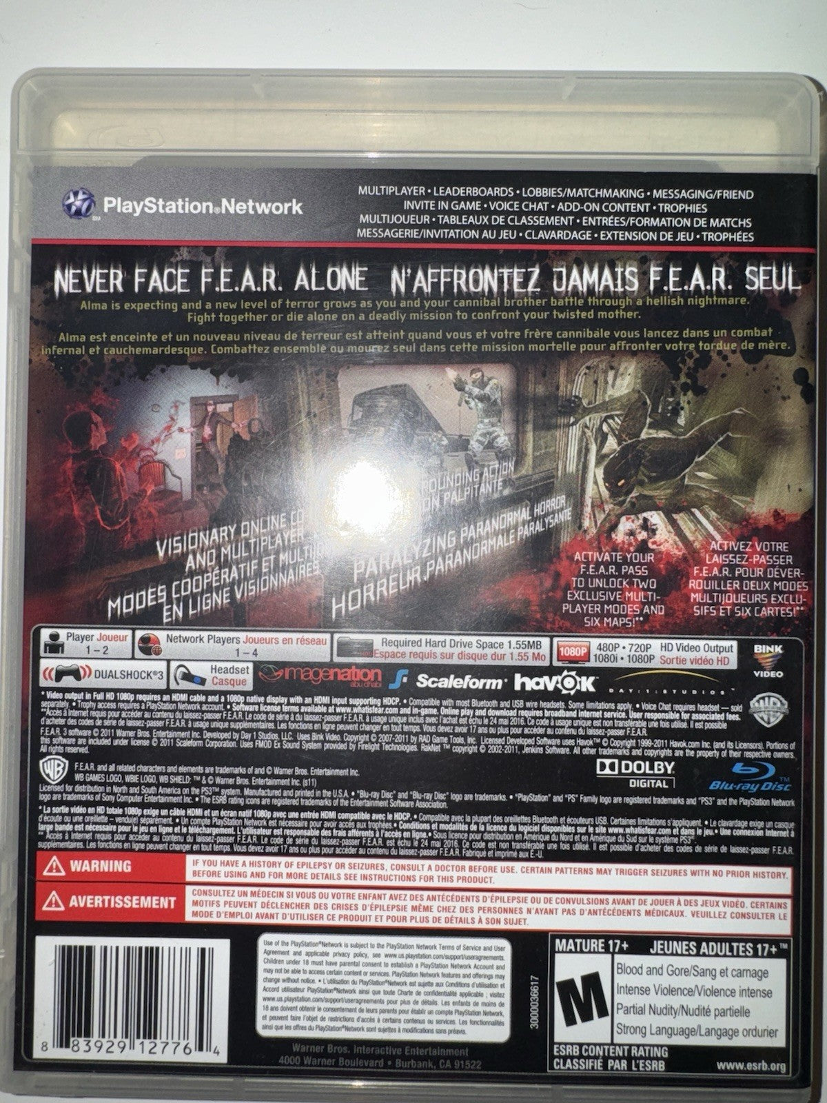 F.E.A.R. 3 (Sony PlayStation 3, 2011) CIB COMPLETE + MANUAL PS3 F3AR FEAR 3
