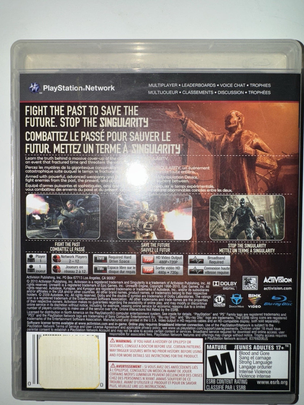 Singularity (Sony PlayStation 3, 2010) CIB COMPLETE + MANUAL PS3