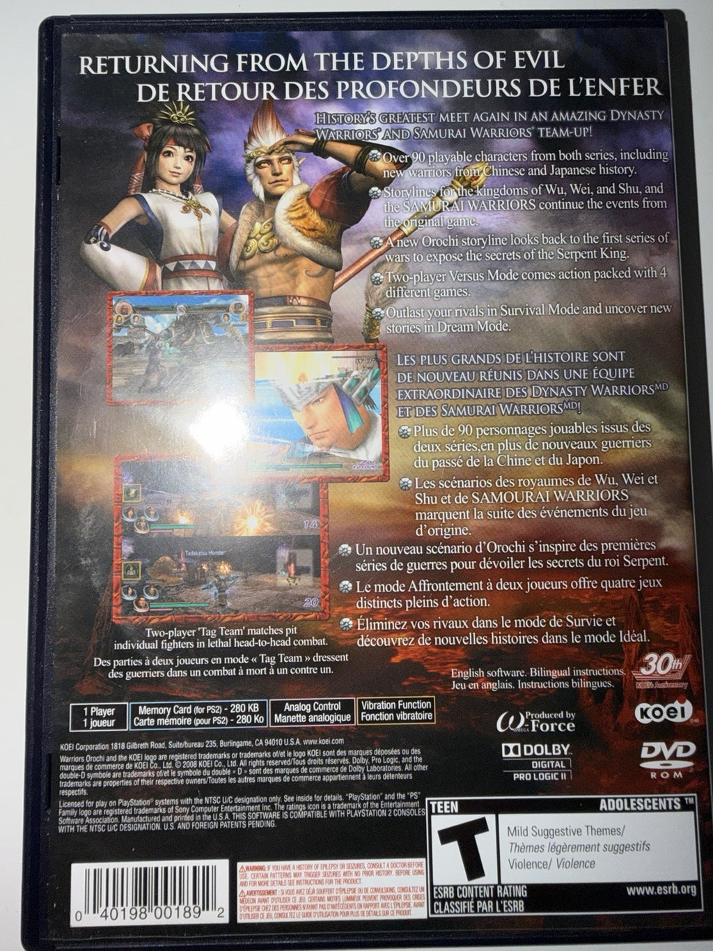 Warriors Orochi 2 (Sony PlayStation 2, 2008) CIB COMPLETE PS2