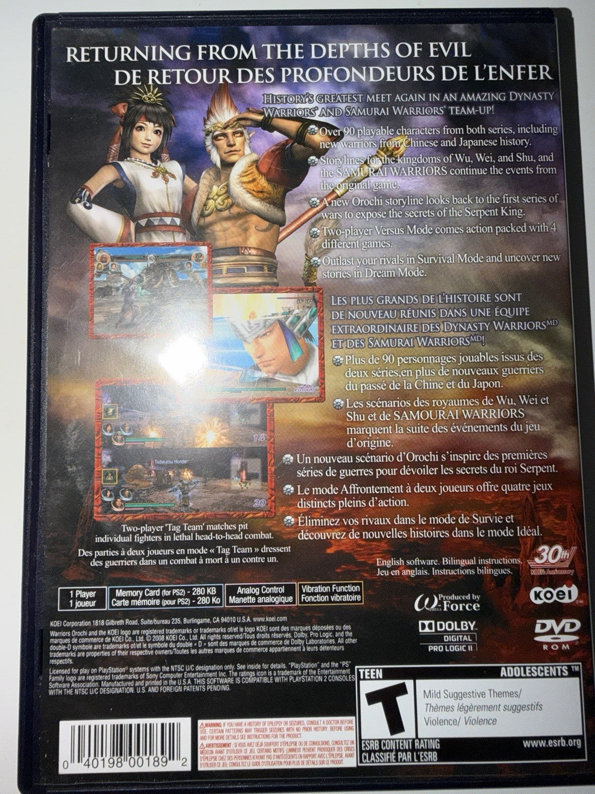 Warriors Orochi 2 (Sony PlayStation 2, 2008) CIB COMPLETE PS2