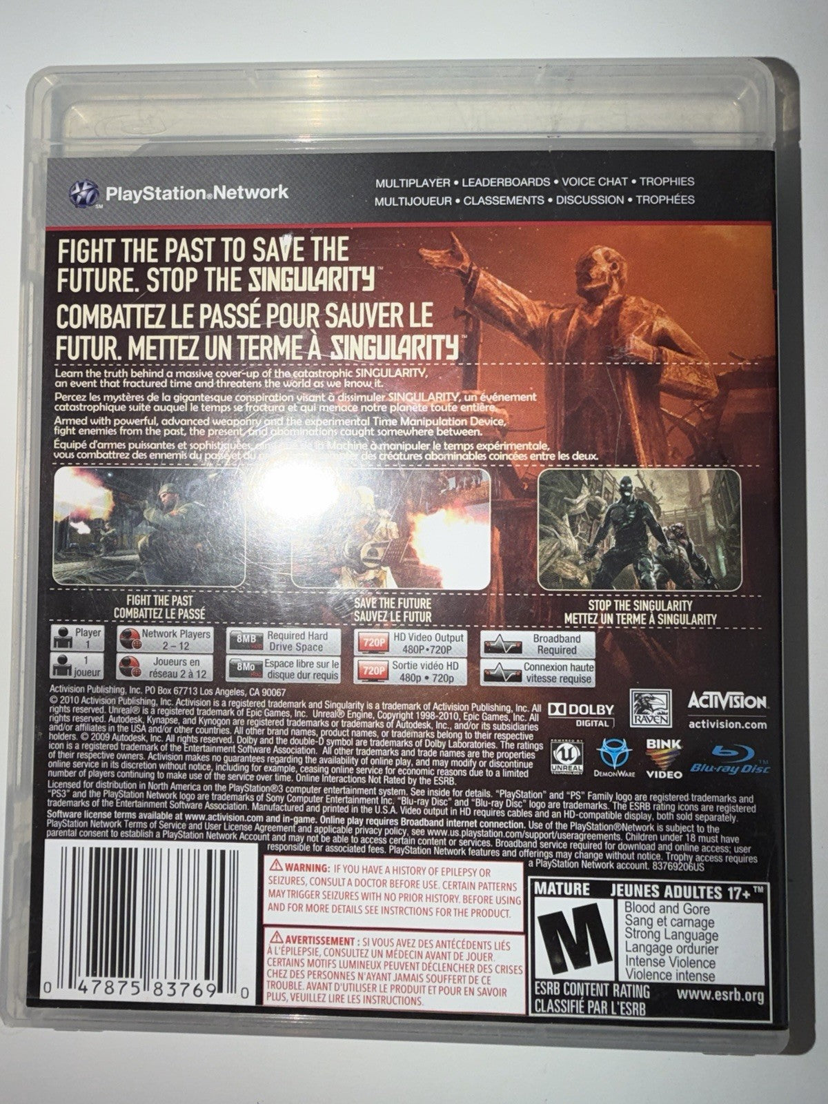 Singularity (Sony PlayStation 3, 2010) CIB COMPLETE + MANUAL PS3