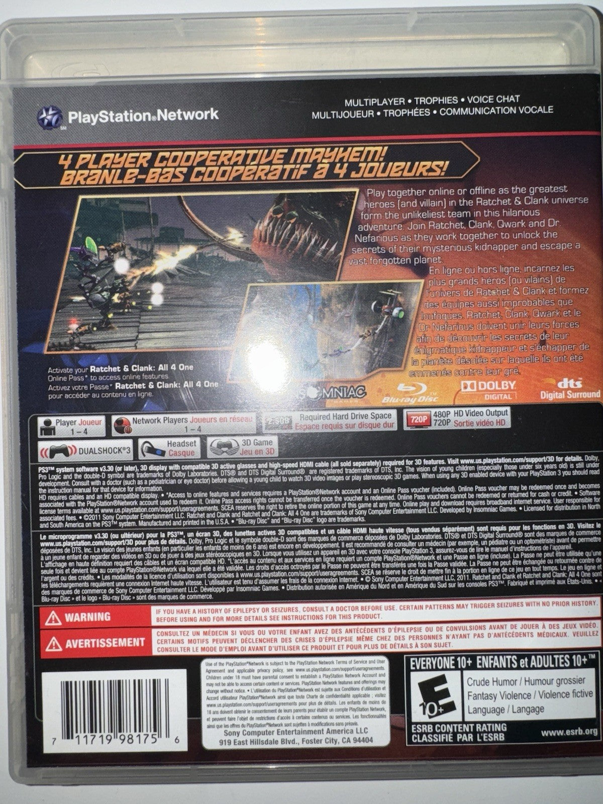 Ratchet & Clank: All 4 One PS3 (PlayStation 3, 2011) CIB COMPLETE + MANUAL