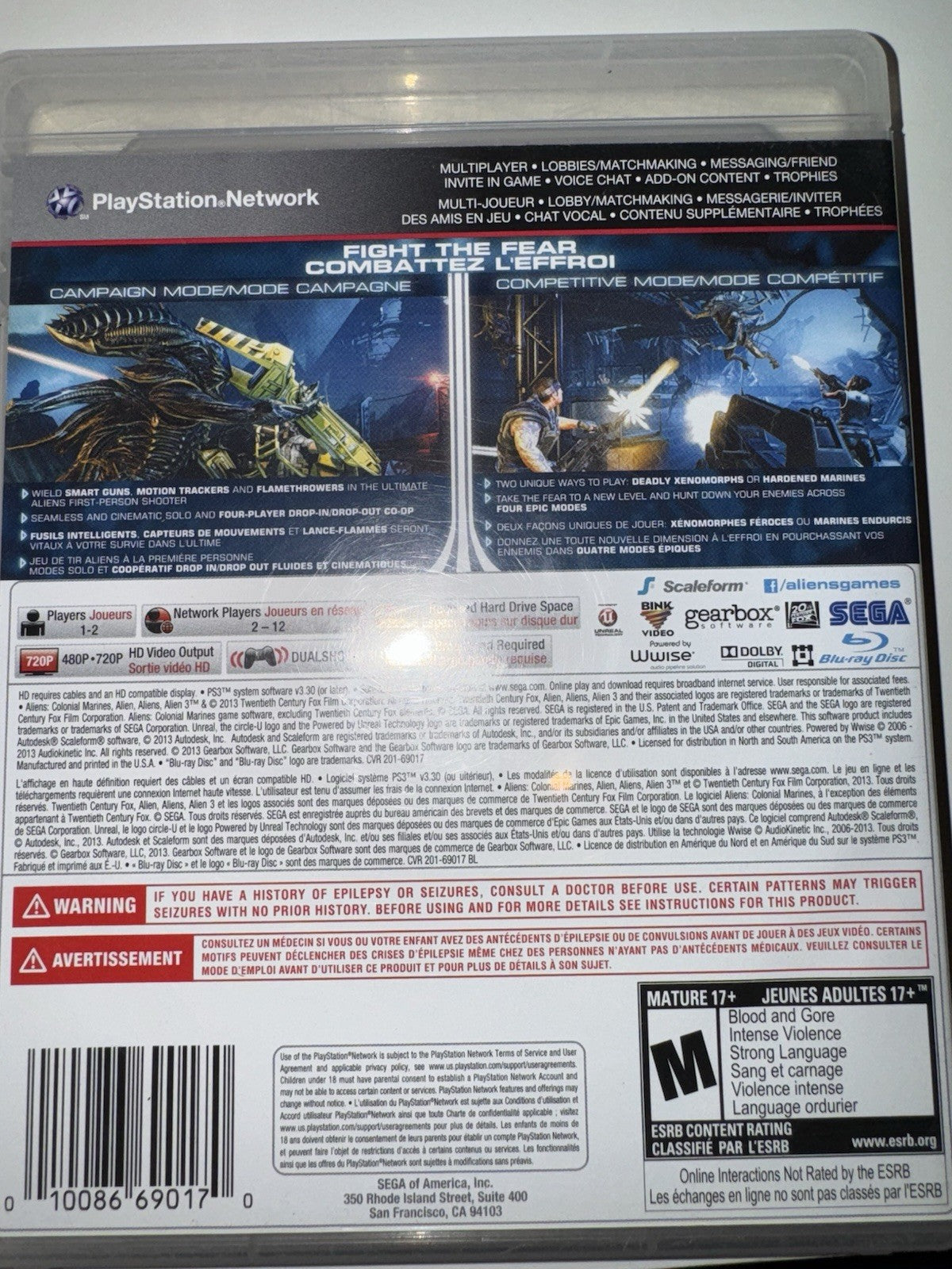 Aliens: Colonial Marines (Sony PlayStation 3, 2013) CIB COMPLETE + MANUAL PS3