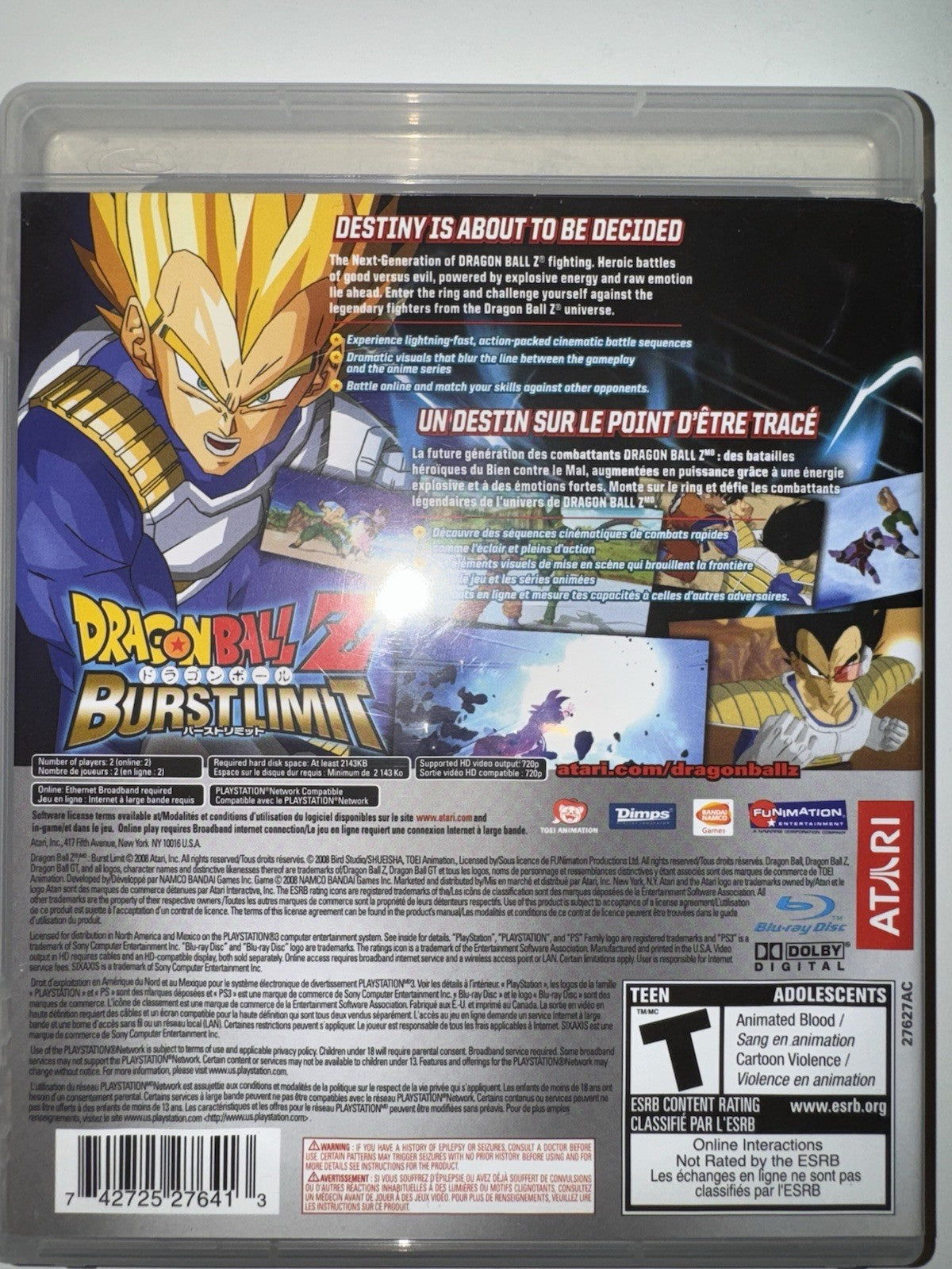 Dragon Ball Z Burst Limit (Sony PlayStation 3, 2008) PS3 