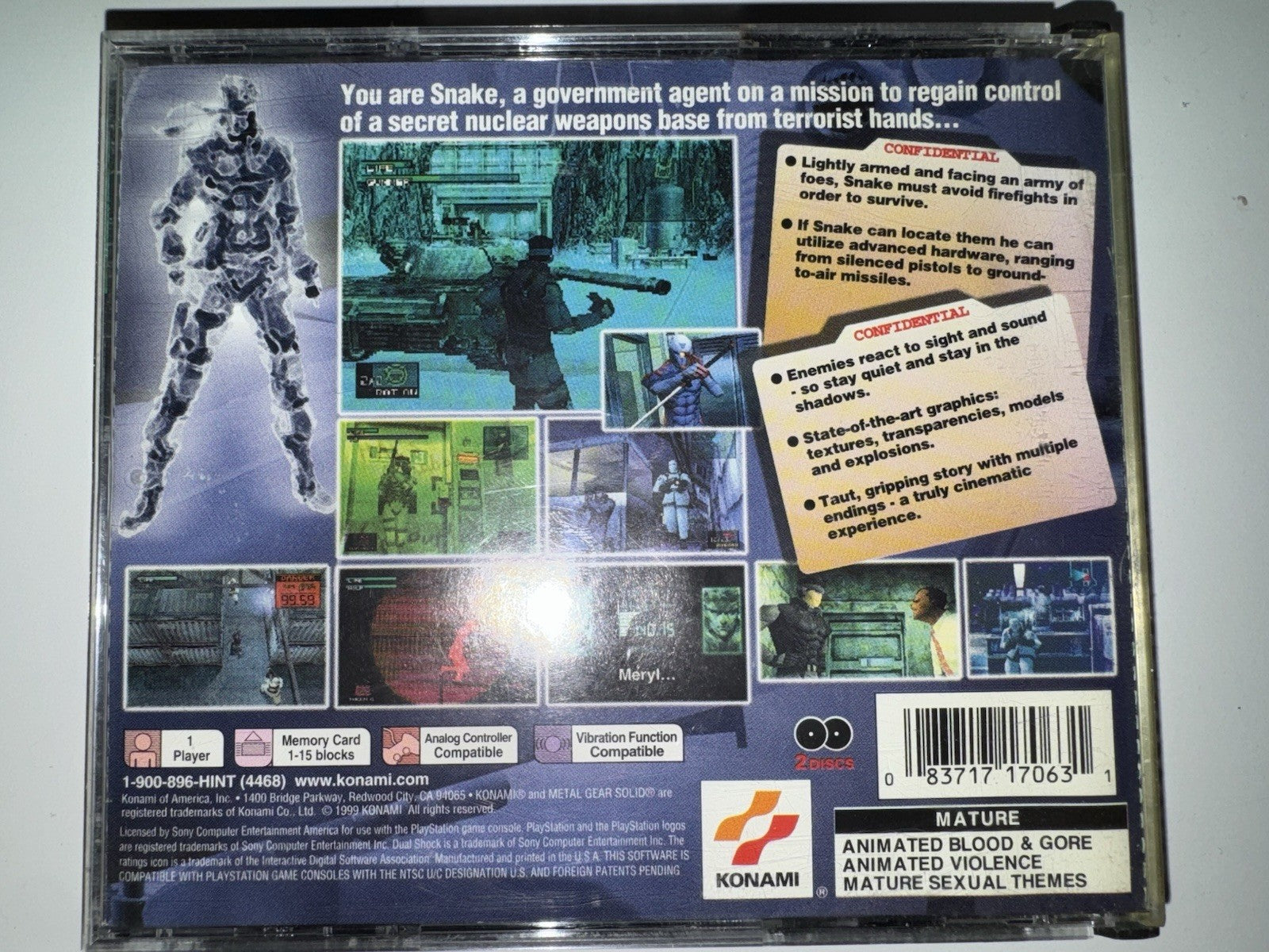 Metal Gear Solid Greatest Hits (Sony PlayStation 1 PS1, 1999) Complete/Cib
