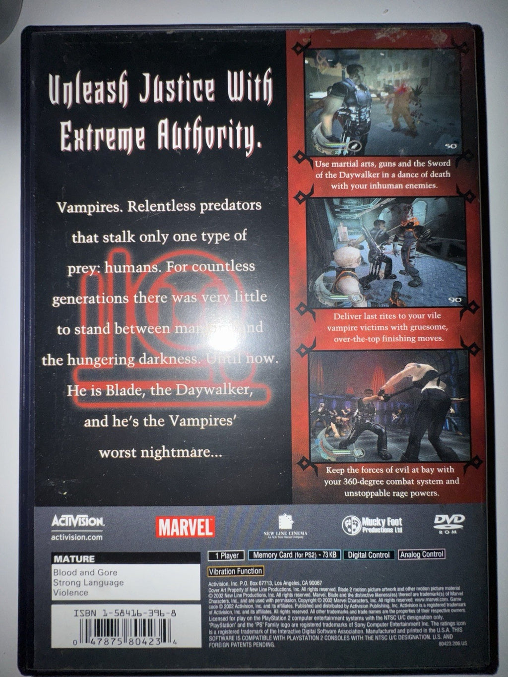 Blade II 2 (PlayStation 2, 2002) W/FRENCH MANUAL ONLY PS2