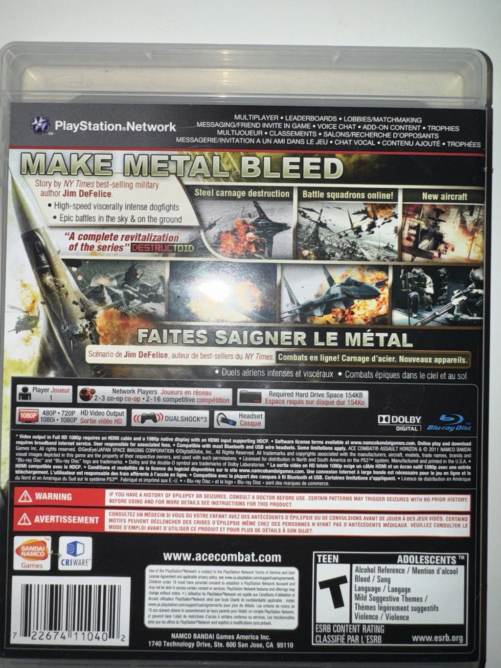 Ace Combat: Assault Horizon (Sony PlayStation 3, 2011) CIB COMPLETE +MANUAL PS3