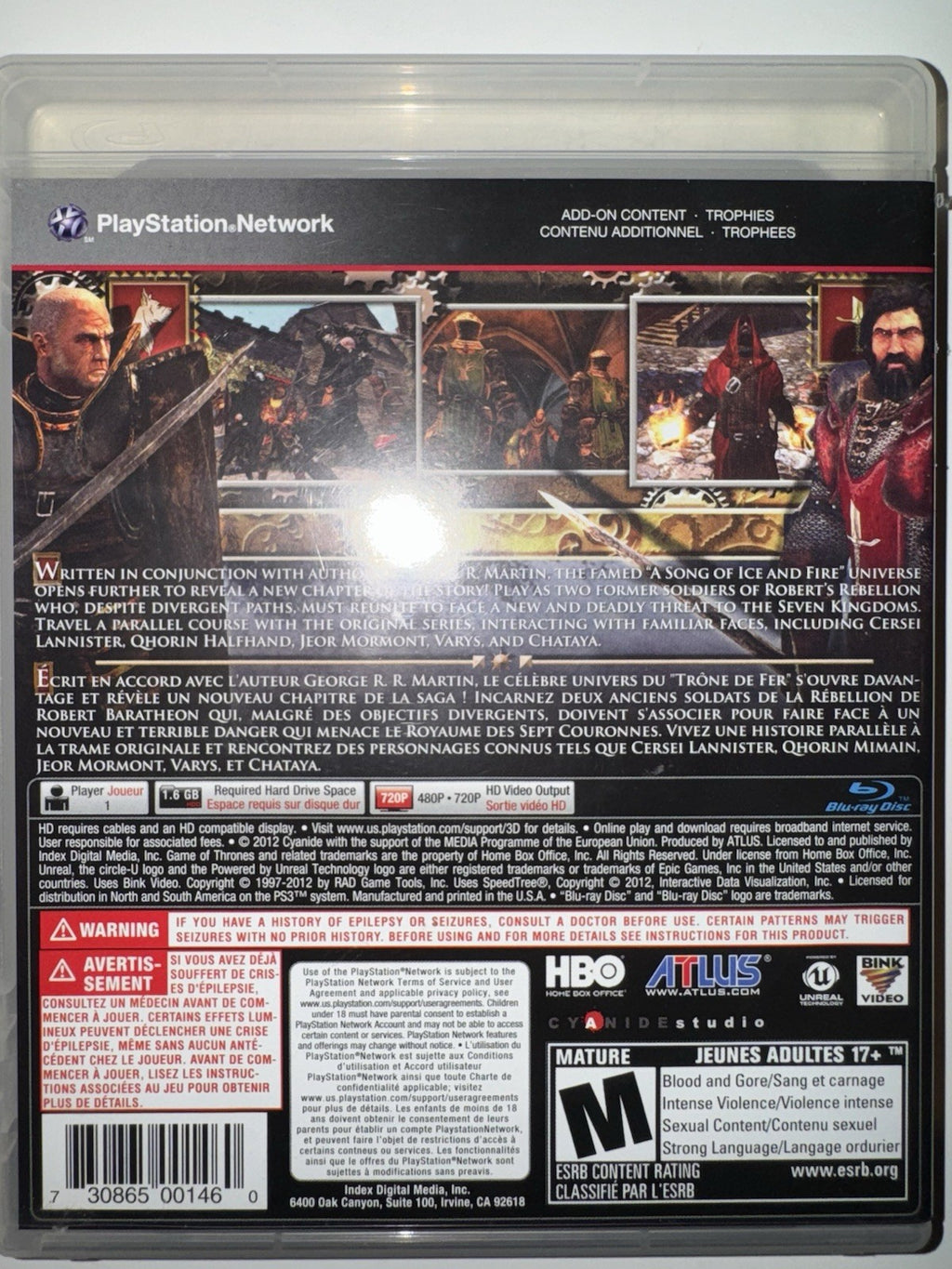 Game Of Thrones (Sony Playstation 3) CIB COMPLETE + MANUAL PS3 HBO