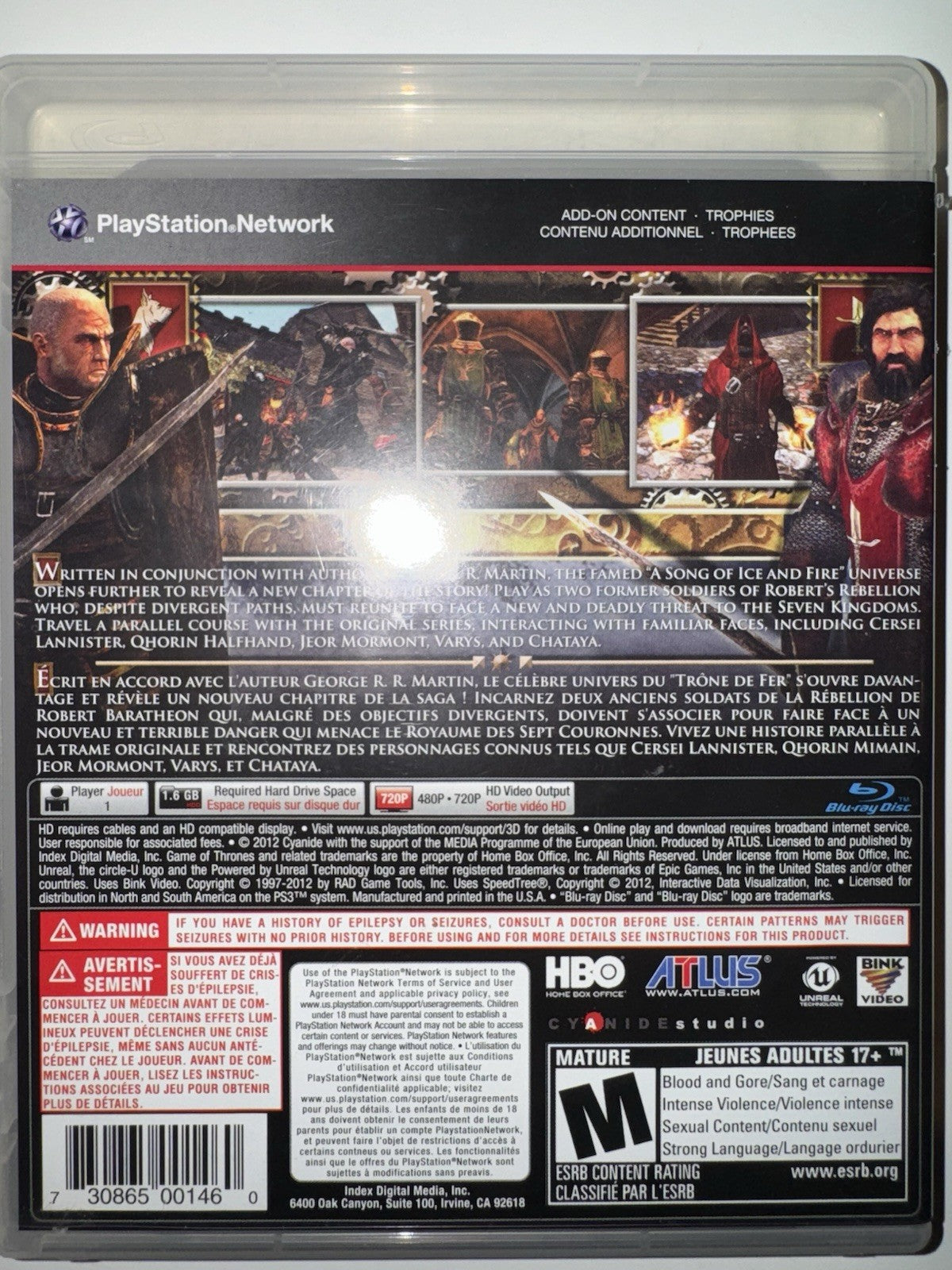 Game Of Thrones (Sony Playstation 3) CIB COMPLETE + MANUAL PS3 HBO