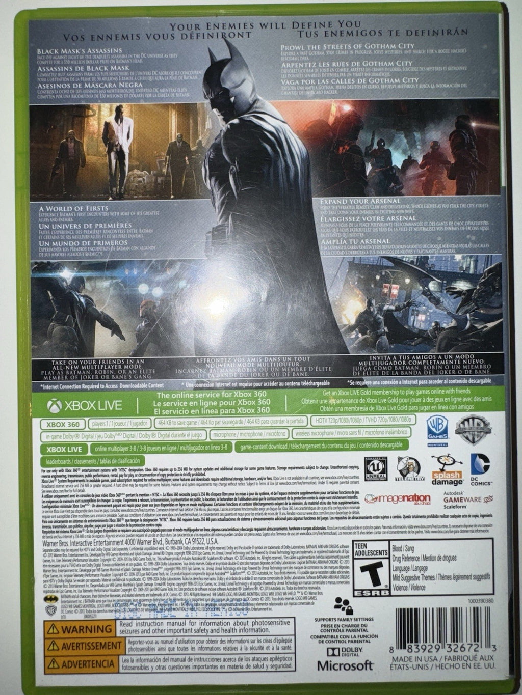 Batman: Arkham Origins (Microsoft Xbox 360, 2013) CIB COMPLETE + MANUAL XB360