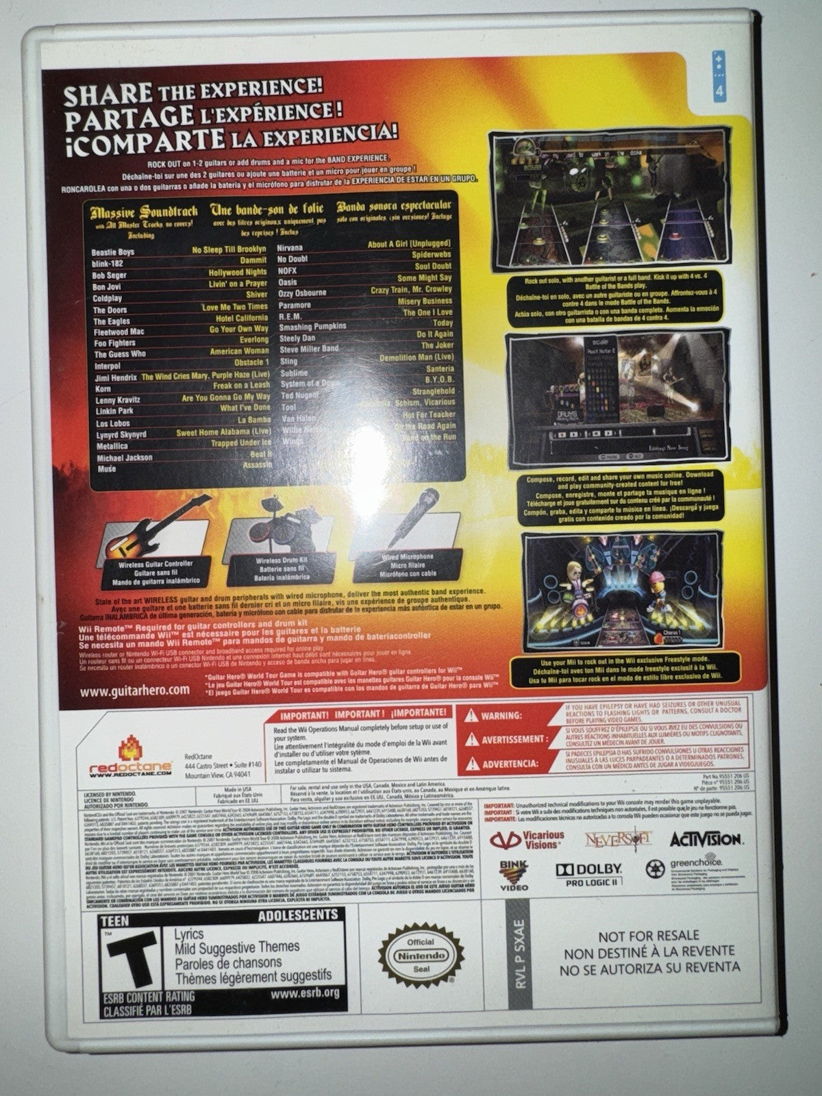 Guitar Hero World Tour - Nintendo Wii CIB COMPLETE + MANUAL