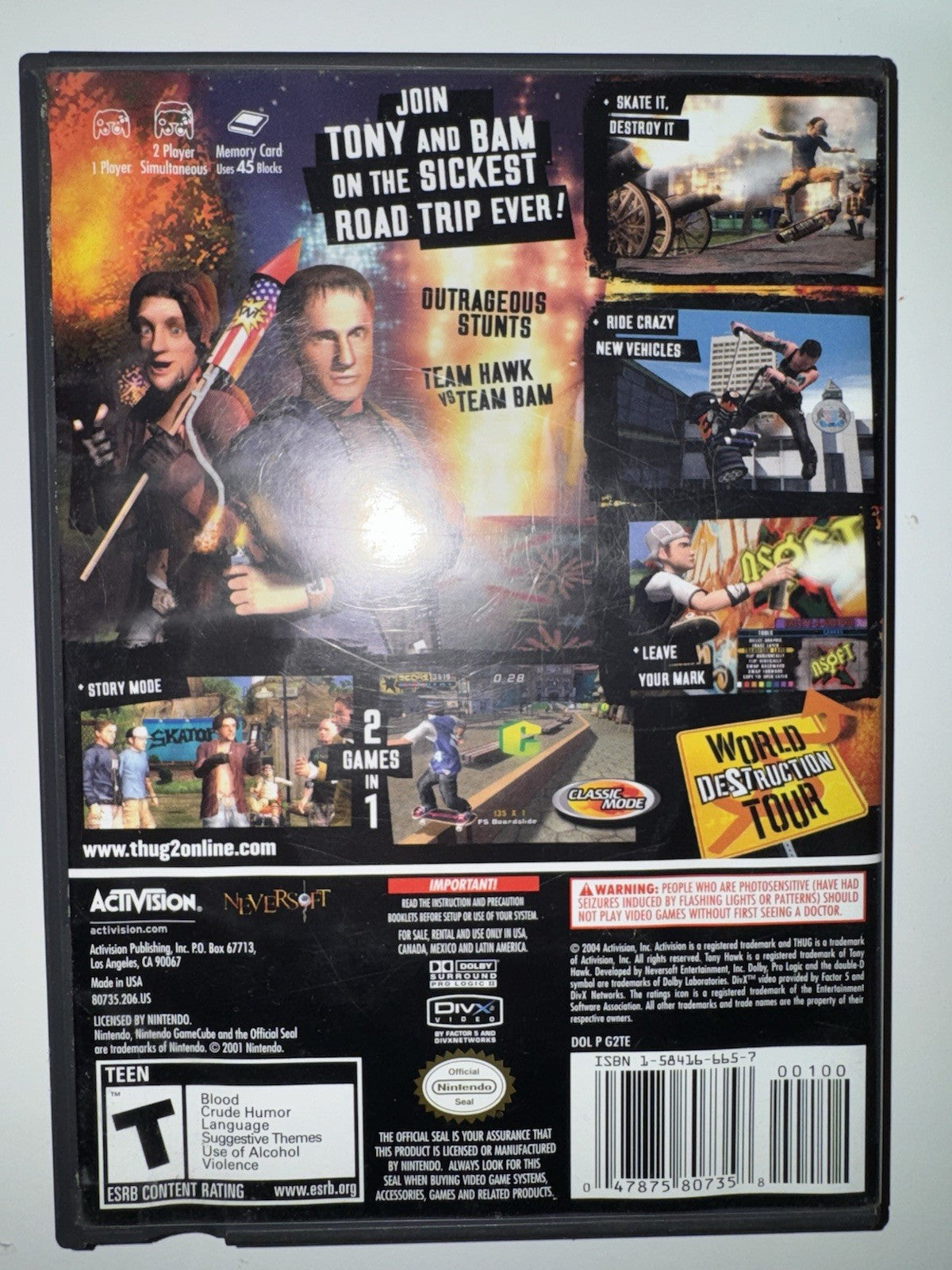 Tony Hawk's Underground 2 (Nintendo GameCube, 2004) CIB COMPLETE + MANUAL GC