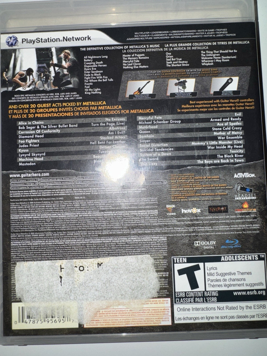 Guitar Hero: Metallica (Sony PlayStation 3 PS3, 2009) CIB COMPLETE + MANUAL