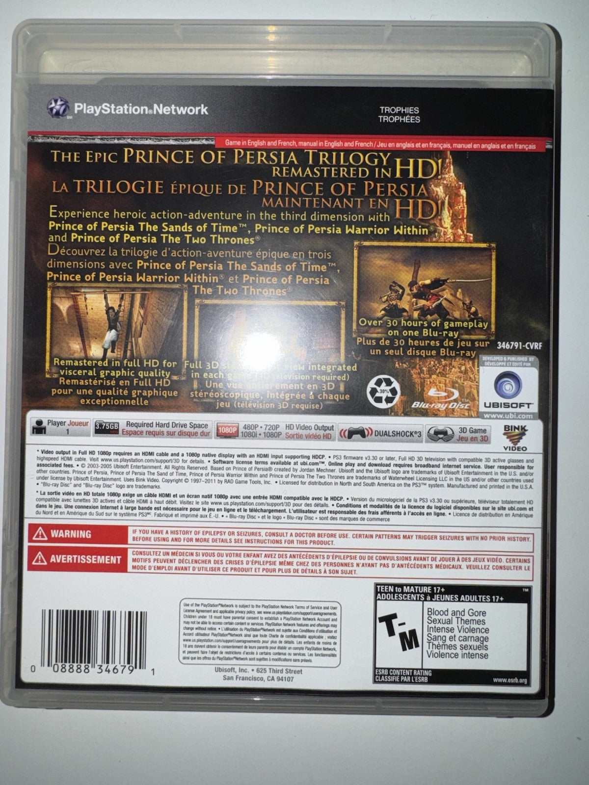 Prince of Persia Classic Trilogy HD (Sony PlayStation 3, 2011) CIB COMPLETE PS3