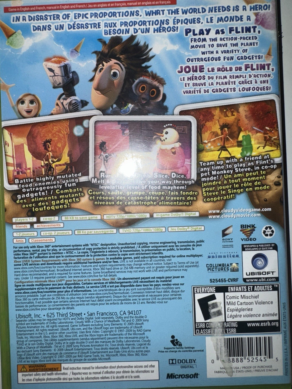 Cloudy With a Chance of Meatballs (Microsoft Xbox 360, 2009) CIB COMPLETE XB360