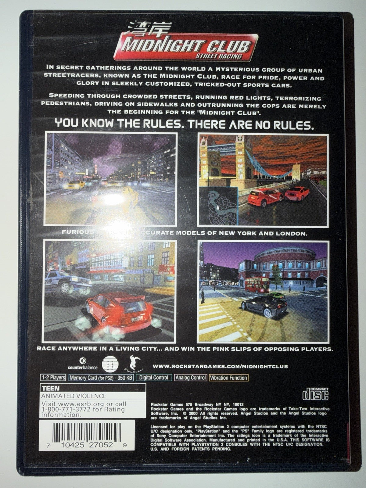 Midnight Club: Street Racing ( Sony PlayStation 2, 2000 )  CIB COMPLETE PS2