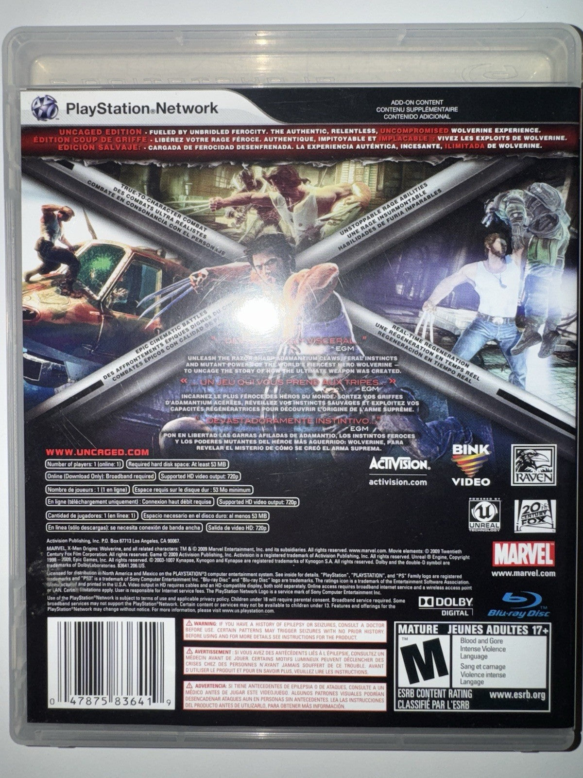 X-Men Origins: Wolverine Uncaged Edition (PlayStation 3, 2009) CIB COMPLETE PS3