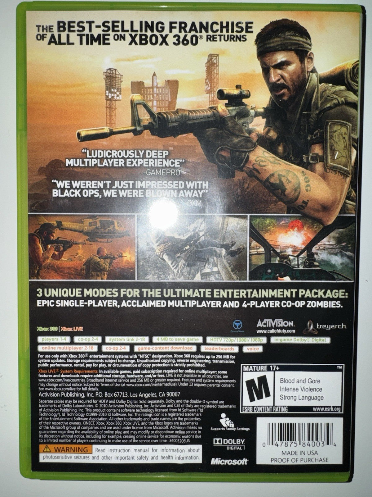 Call of Duty: Black Ops (Xbox 360, 2010) CIB COMPLETE XB360