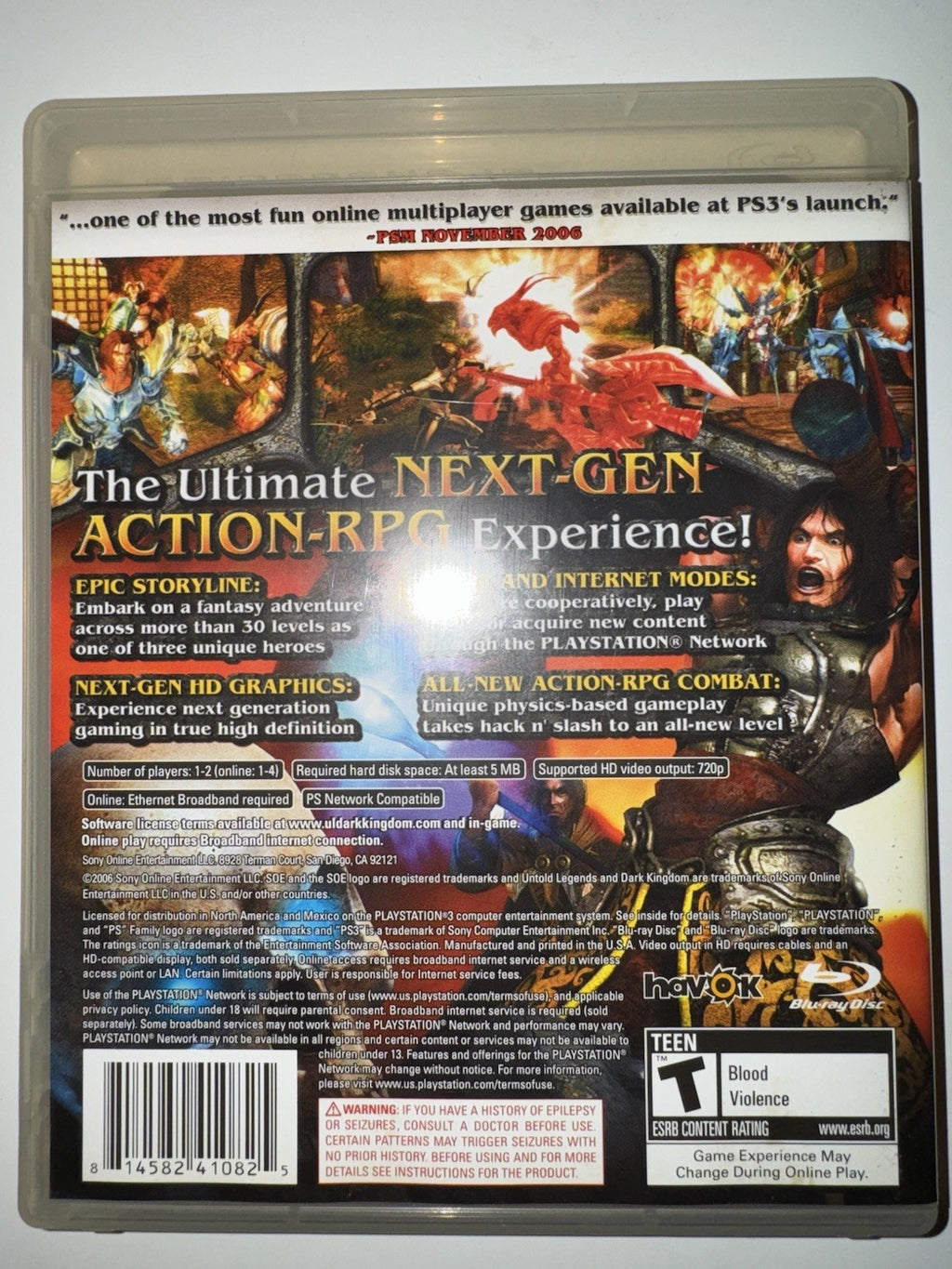 Untold Legends: Dark Kingdom (Sony PlayStation 3, 2006) CIB COMPLETE PS3