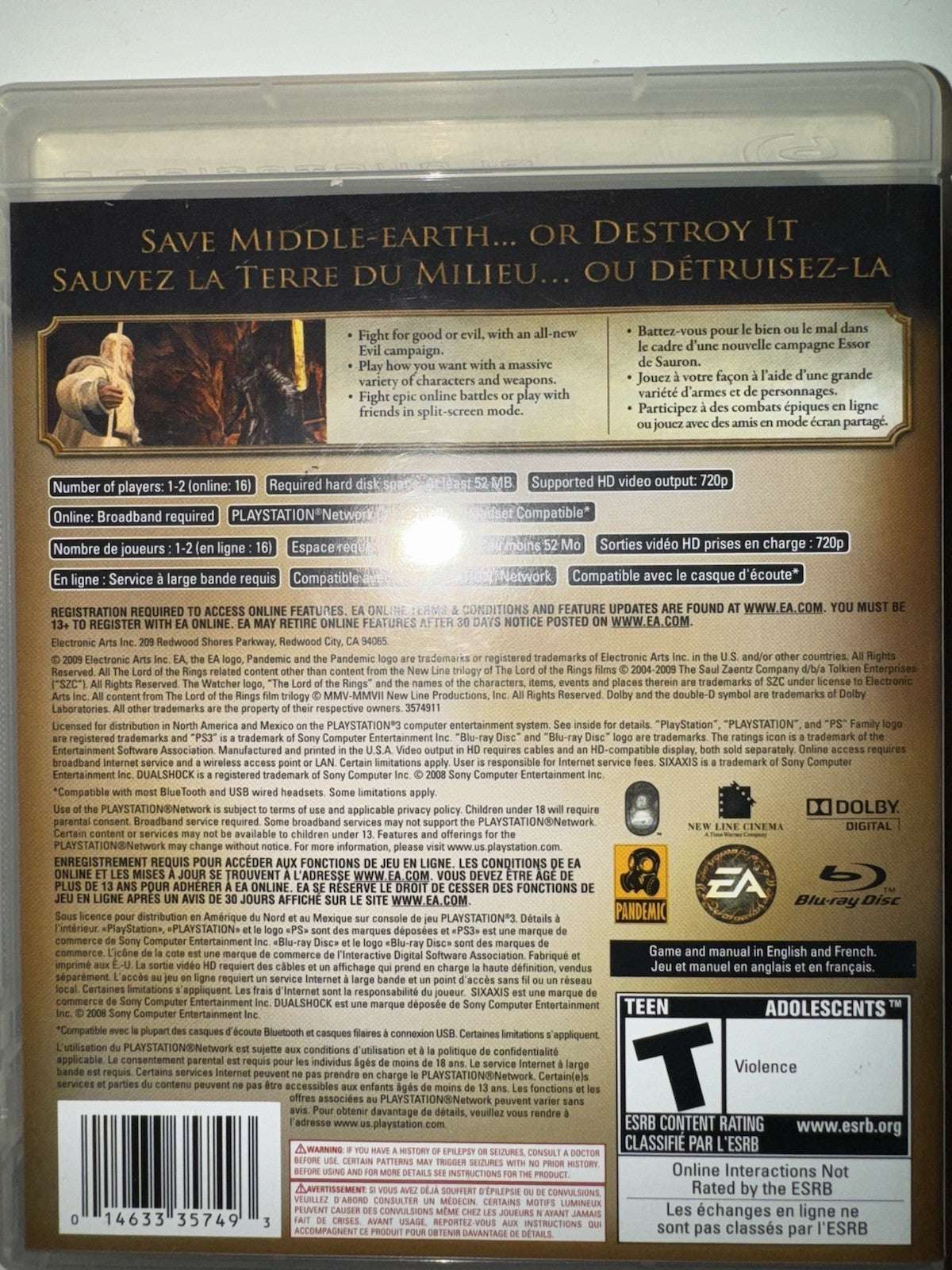 The Lord of the Rings: Conquest (Sony PlayStation 3, 2009) CIB COMPLETE PS3