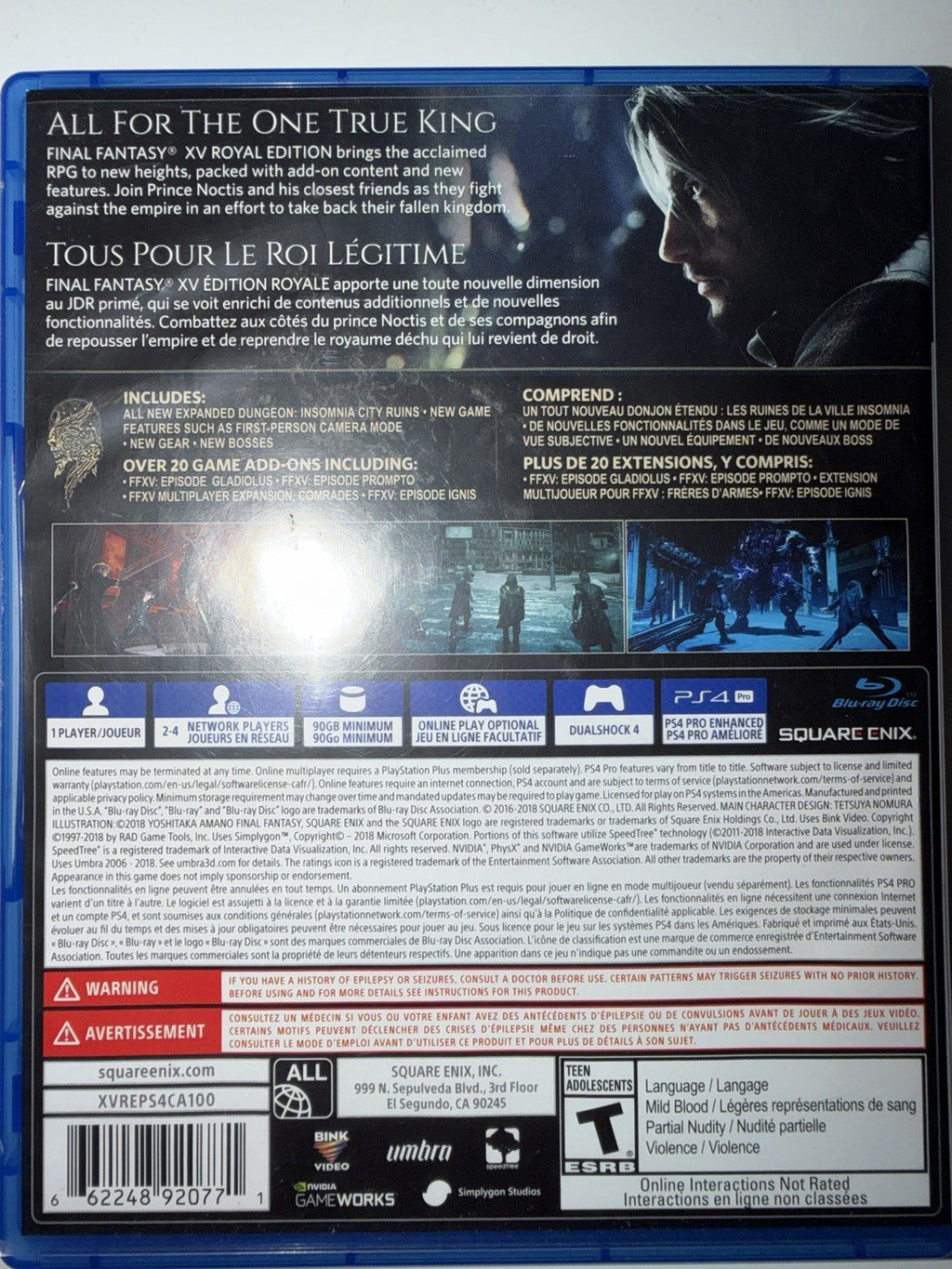 Final Fantasy XV: Royal Edition (Sony PlayStation 4, 2018) PS4