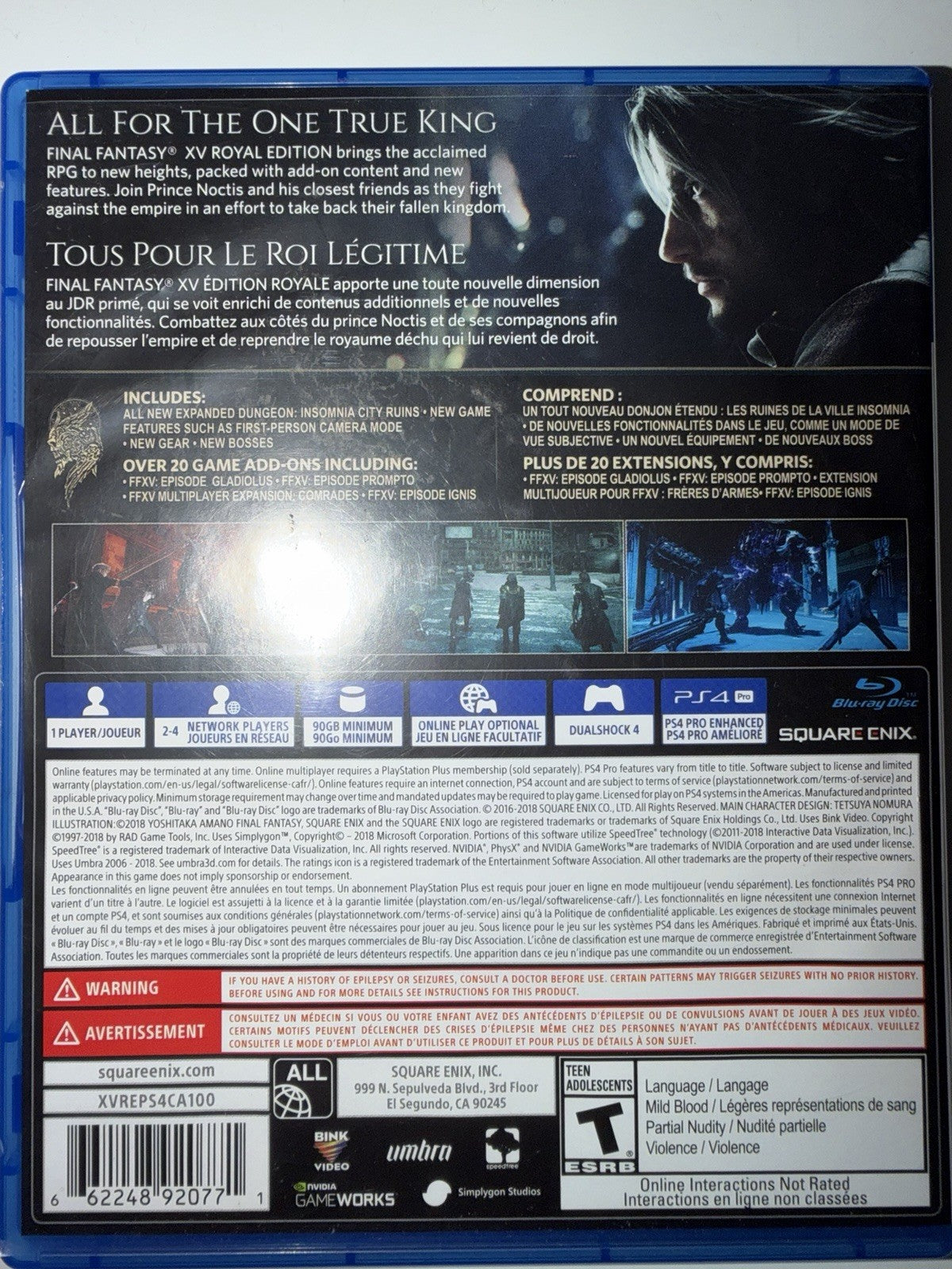 Final Fantasy XV: Royal Edition (Sony PlayStation 4, 2018) PS4