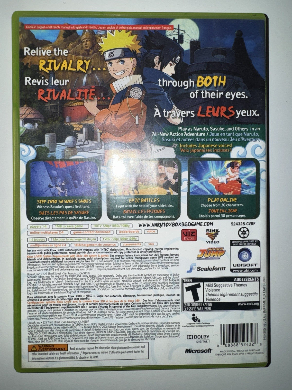 Naruto: The Broken Bond (Microsoft Xbox 360, 2008) XB360