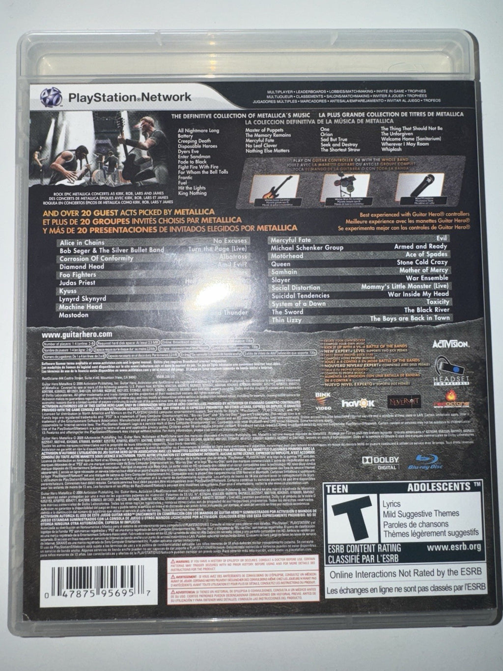 Guitar Hero: Metallica (Sony PlayStation 3 PS3, 2009) CIB COMPLETE + MANUAL