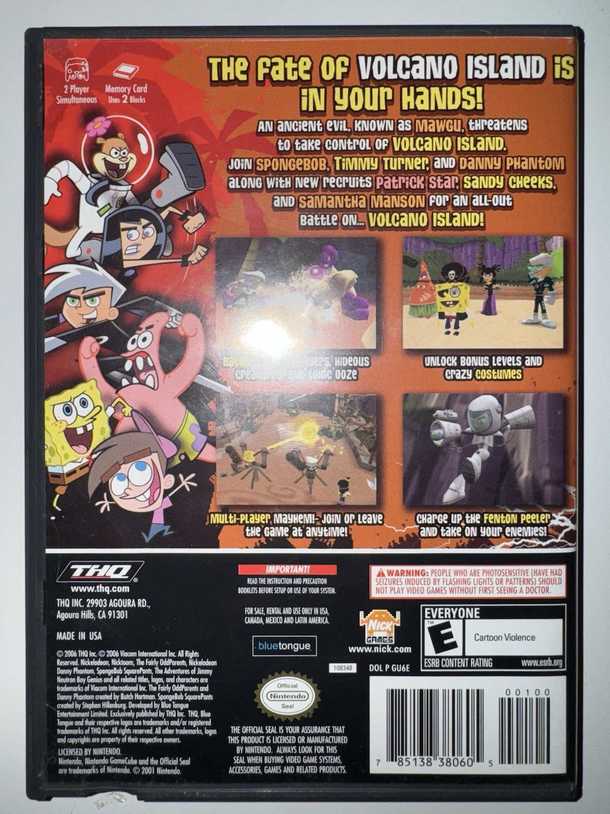 Nicktoons Battle for Volcano Island Nintendo GameCube, 2006 W/French Manual Only