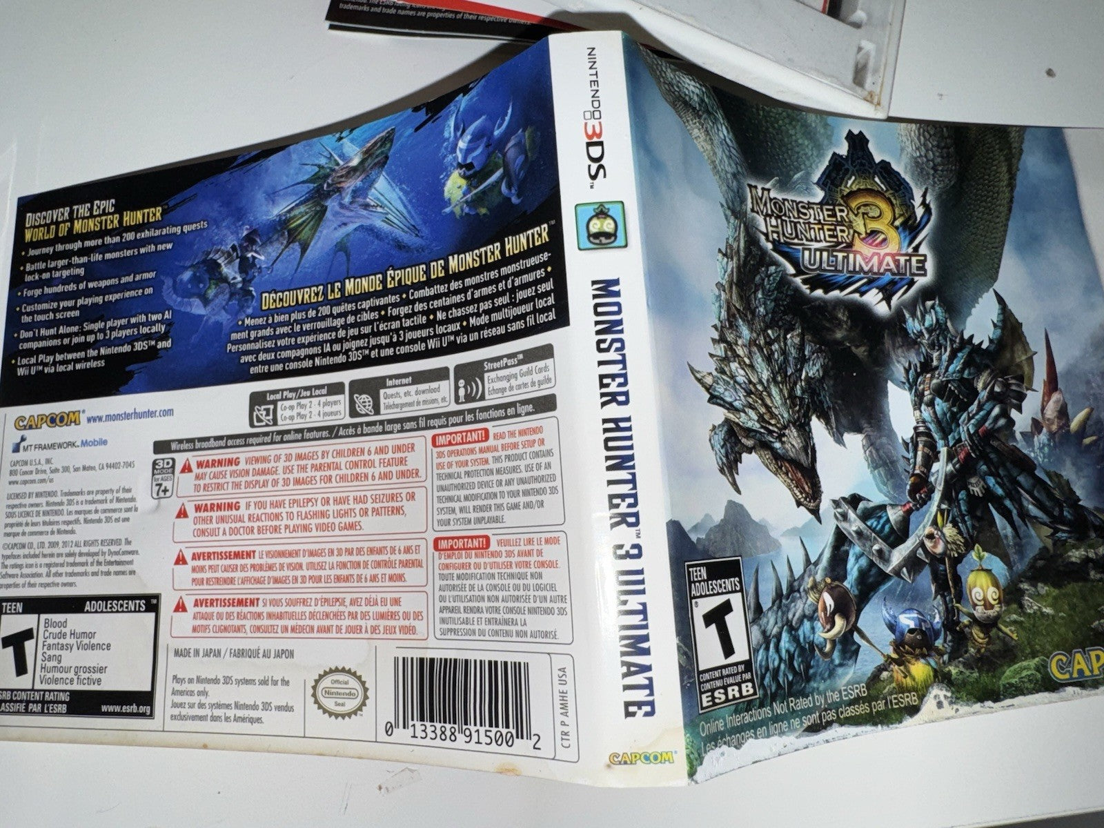 Monster Hunter 3 Ultimate (Nintendo 3DS, 2013) CIB COMPLETE + MANUAL
