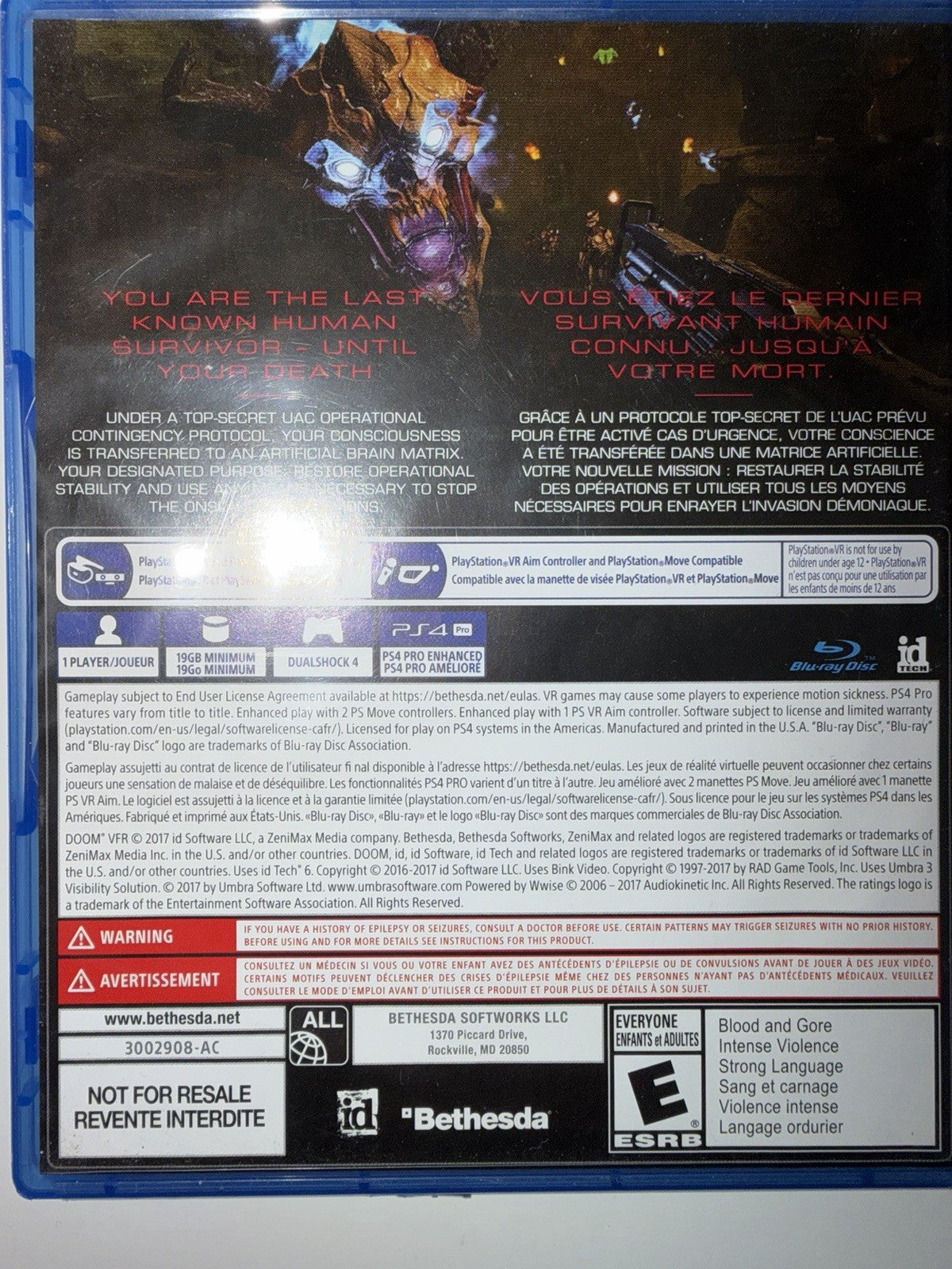 DOOM VFR (Sony PlayStation 4, 2017) CIB COMPLETE PS4