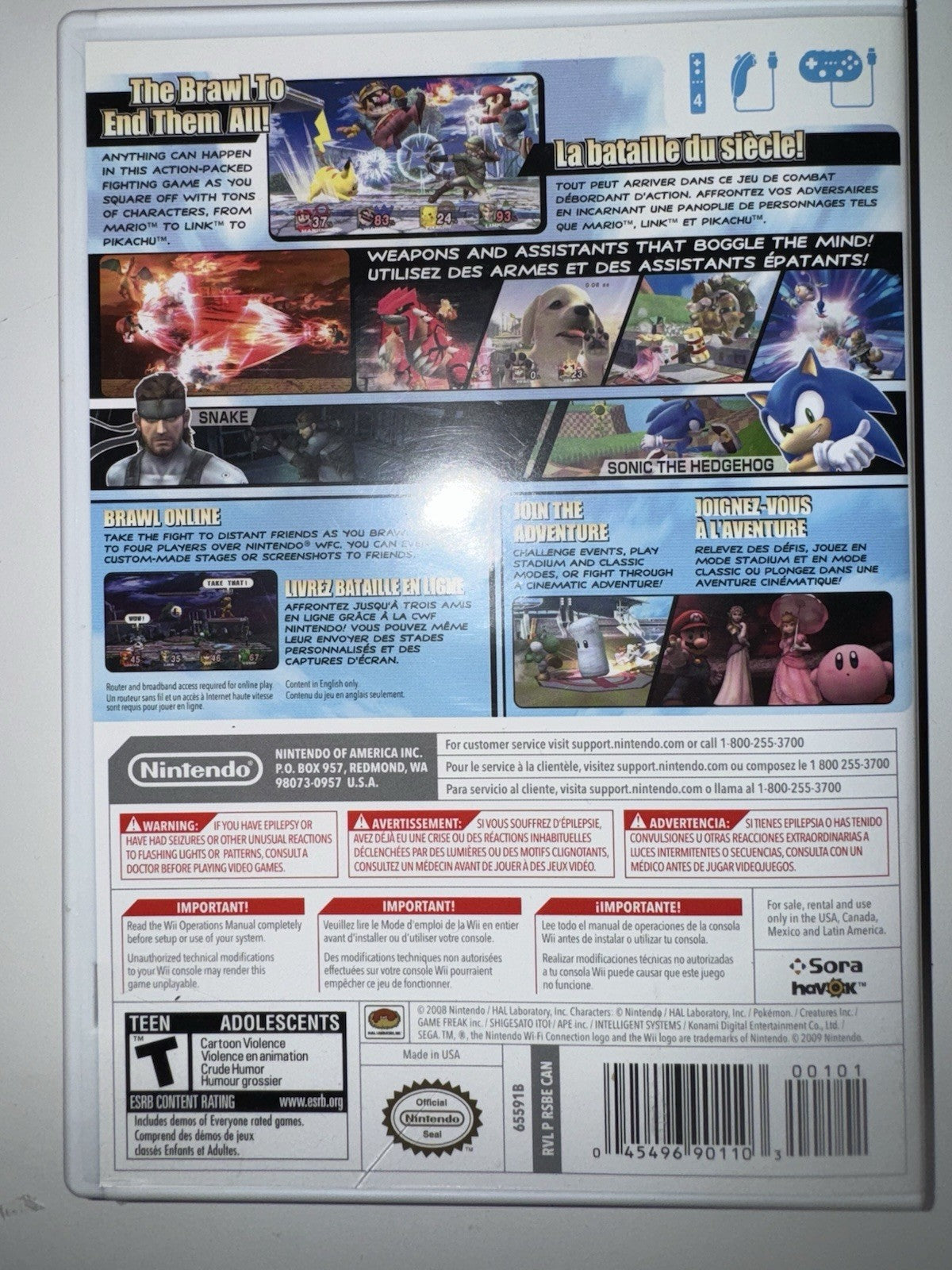 Super Smash Bros. Brawl (Nintendo Wii, 2008) CIB COMPLETE + MANUAL