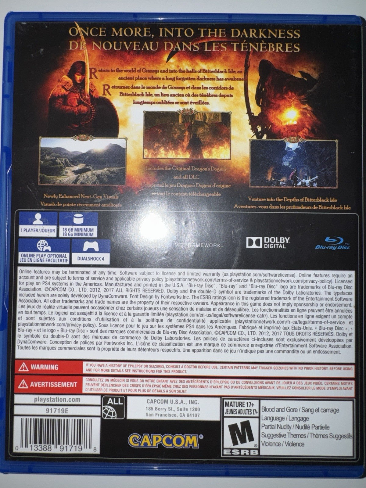 Dragon's Dogma Dark Arisen (Sony PlayStation 4, 2018) PS4