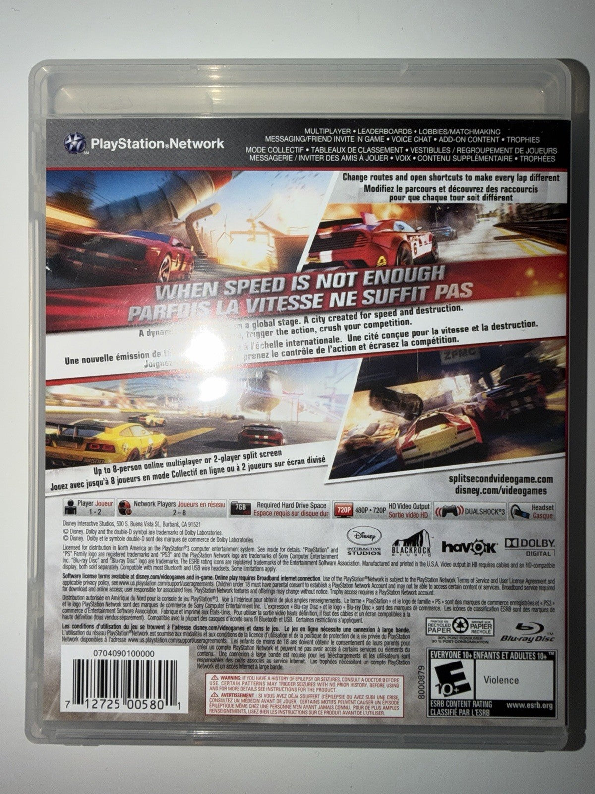 Split/Second (Sony Playstation3, 2010) CIB COMPLETE PS3