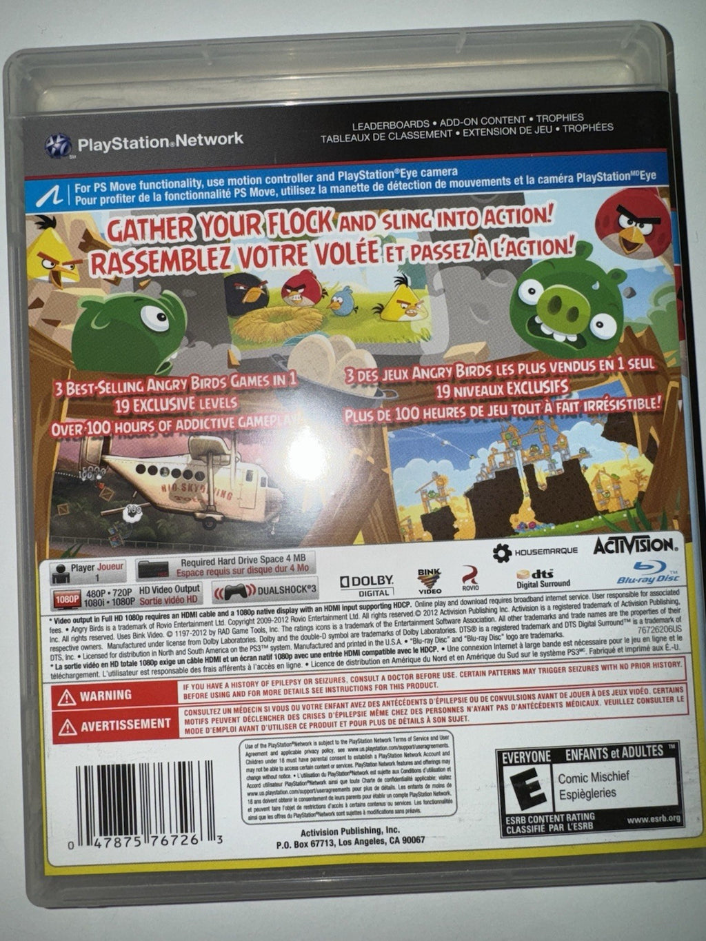 Angry Birds Trilogy (Sony PlayStation 3, 2012) CIB COMPLETE PS3