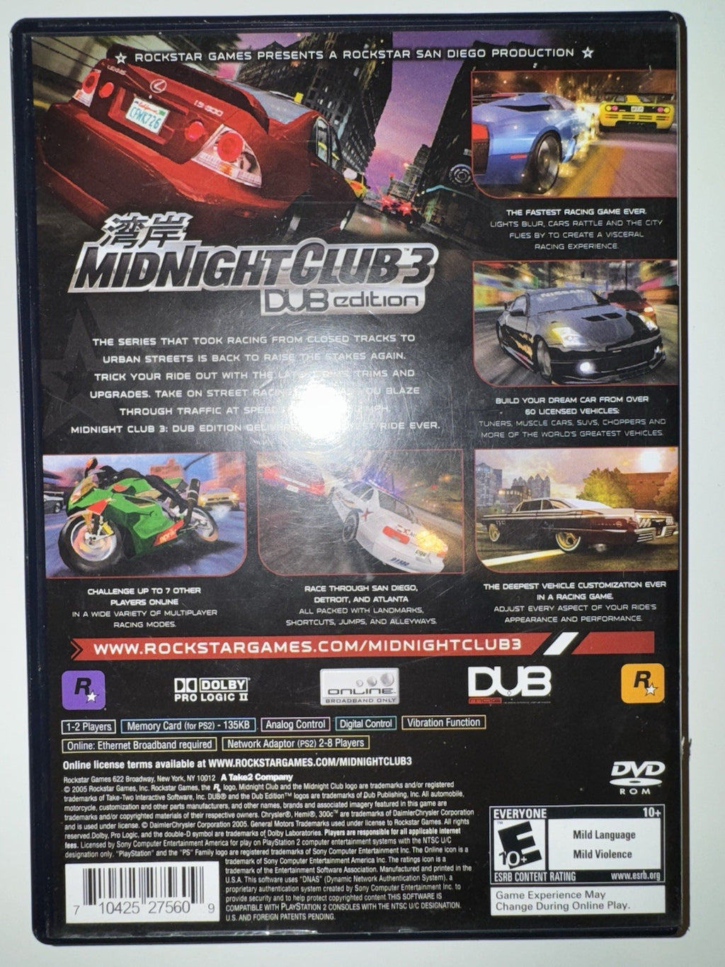 Midnight Club 3 DUB Edition PS2 (PlayStation 2, 2005) Complete CIB + MANUAL