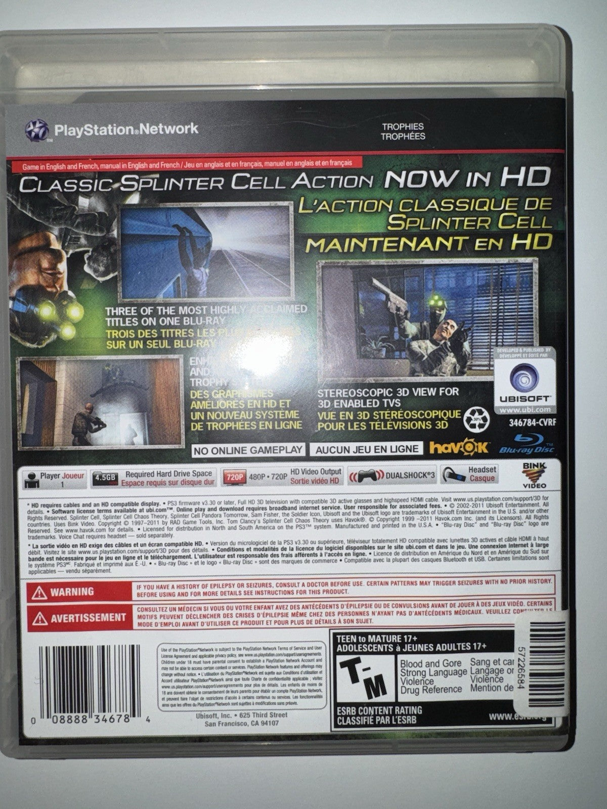 Tom Clancy's Splinter Cell: Trilogy (Sony PlayStation 3) CIB COMPLETE PS3