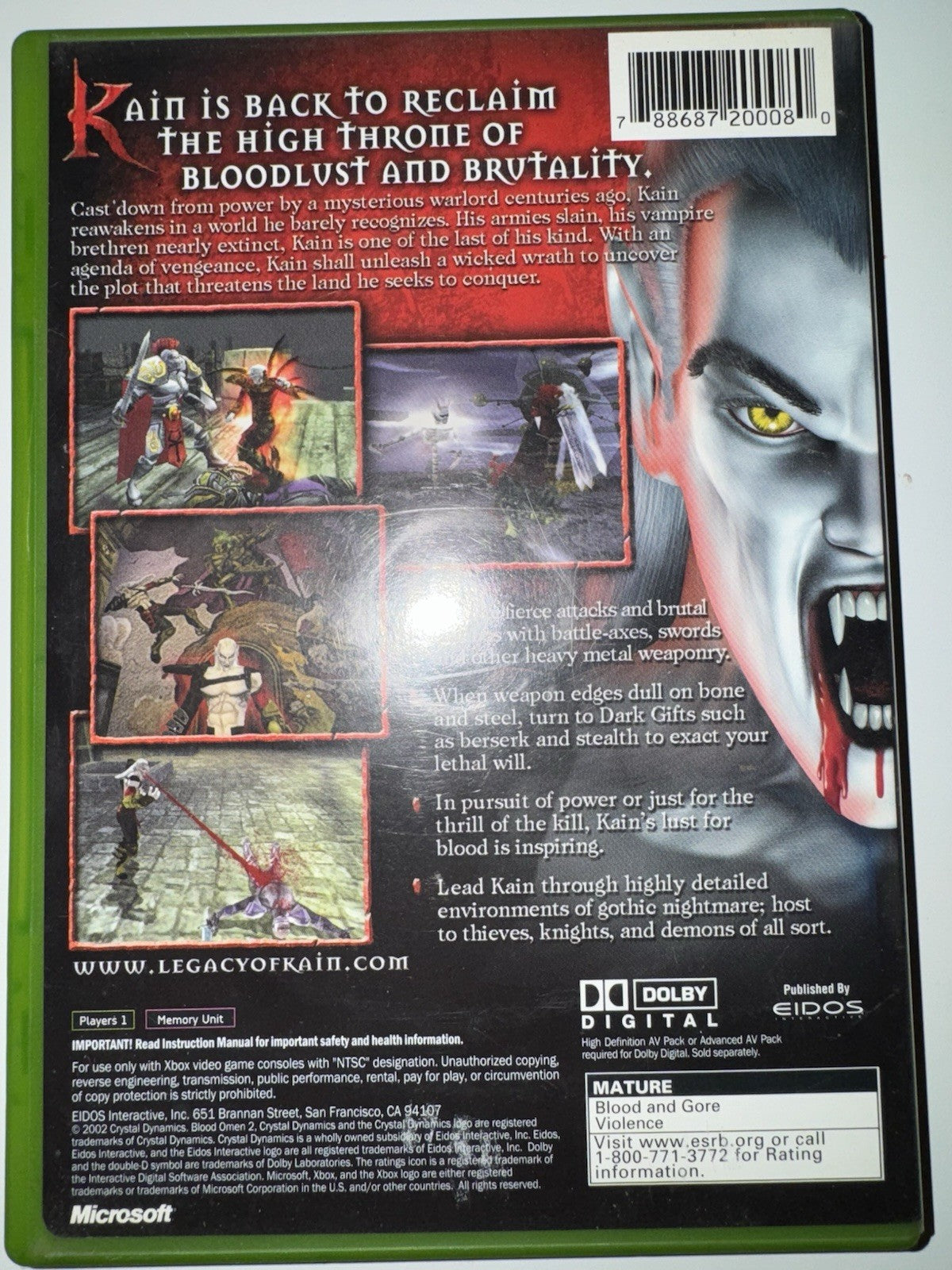Blood Omen 2 (Microsoft Xbox, 2002) XB