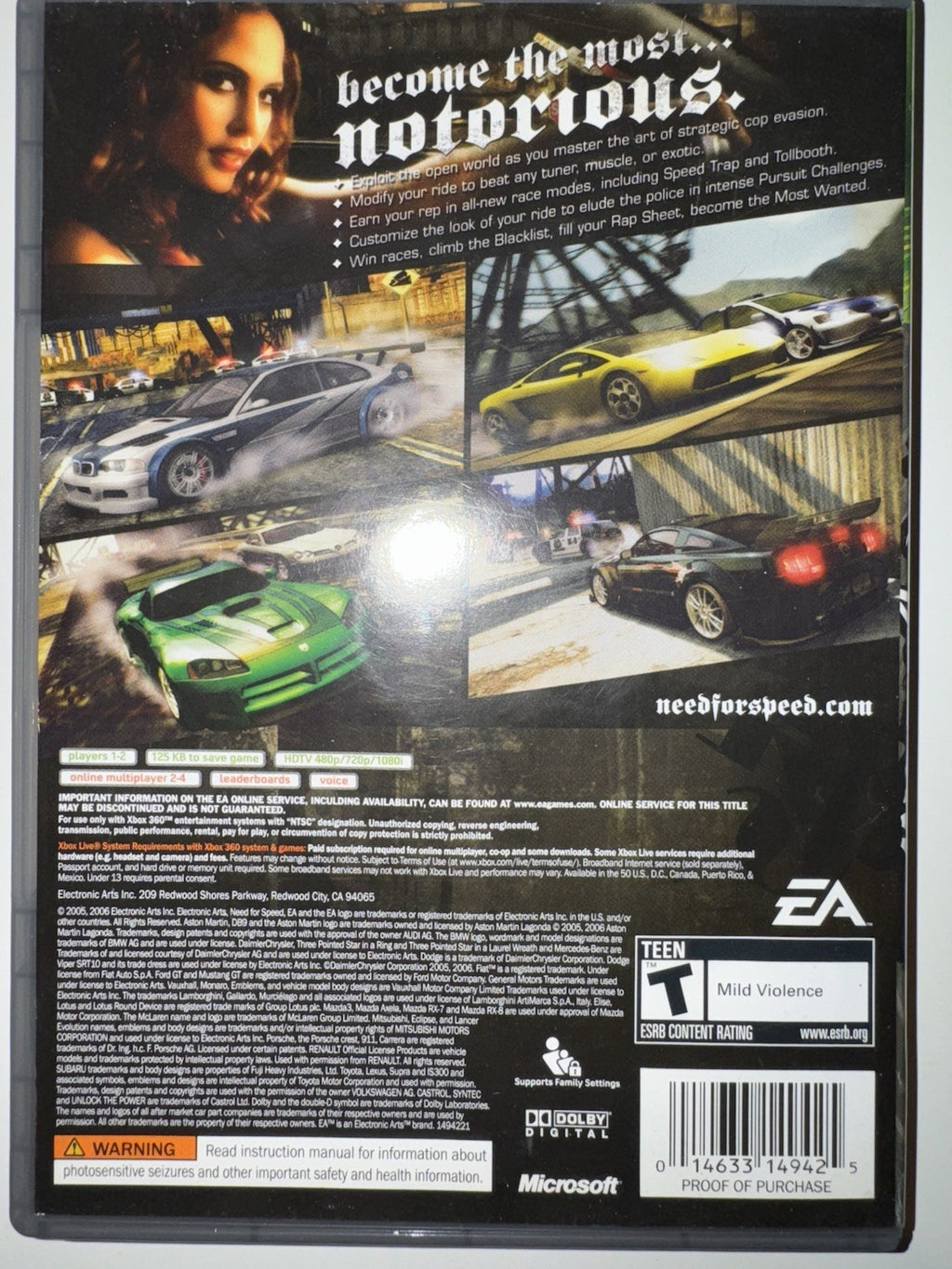 Need for Speed: Most Wanted (Microsoft Xbox 360) CIB COMPLETE + MANUAL XB360
