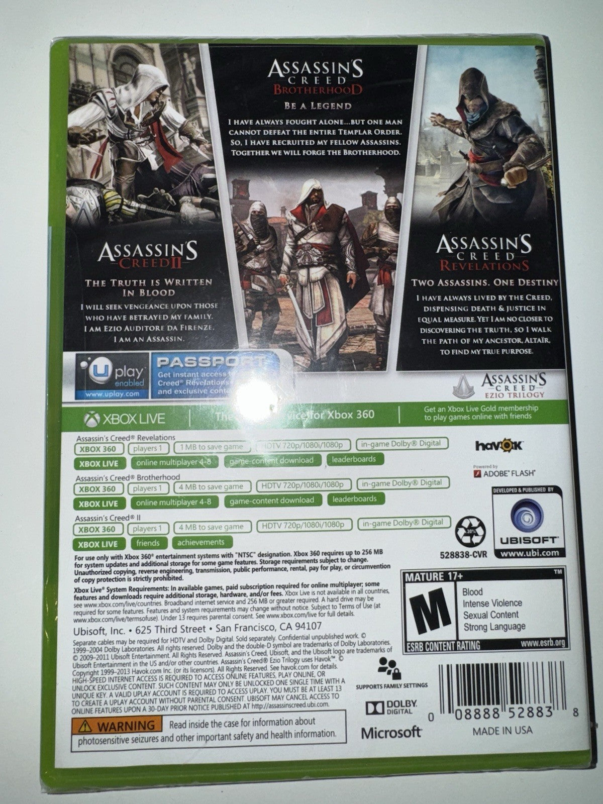 Assassin's Creed: Ezio Trilogy (Microsoft Xbox 360, 2013) BRAND NEW SEALED XB360
